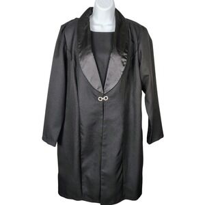 Olivia Matthews Black 2 Piece Dress and Jacket Set Size 18 Formal gala elegant